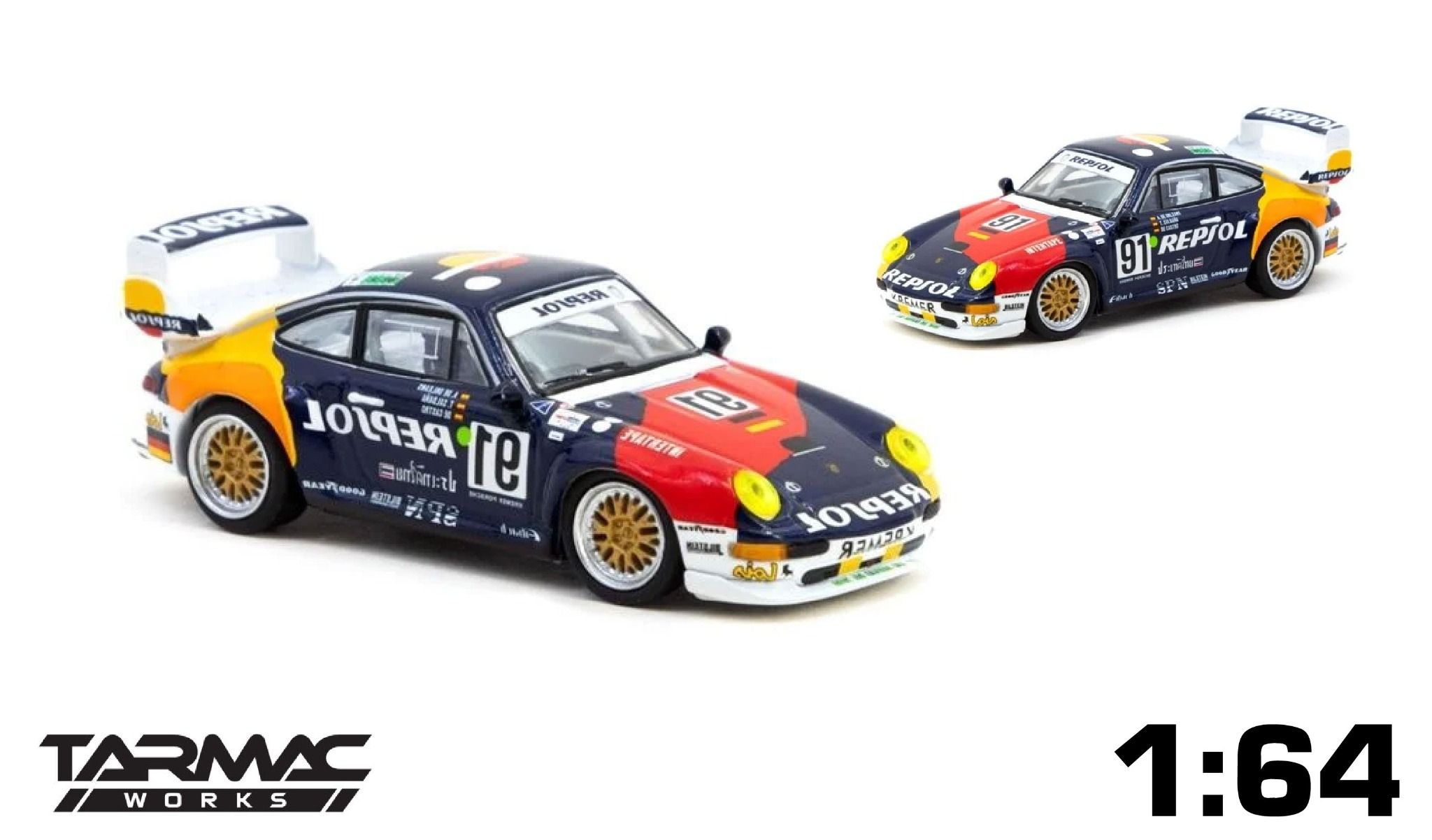  Mô hình xe Porsche 911 GT2 24h LE MANS 1995 #91 tỉ lệ 1:64 Tarmac Works T64S-004-REP 