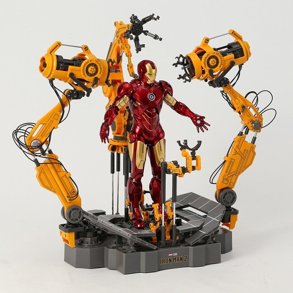  Mô hình nhân vật Marvel Iron man người sắt MK4 Mark 4 Suit-up Grantry có đèn full set phụ kiện + đế SHF tỉ lệ 1:10 18CM ZD Toys FG264 