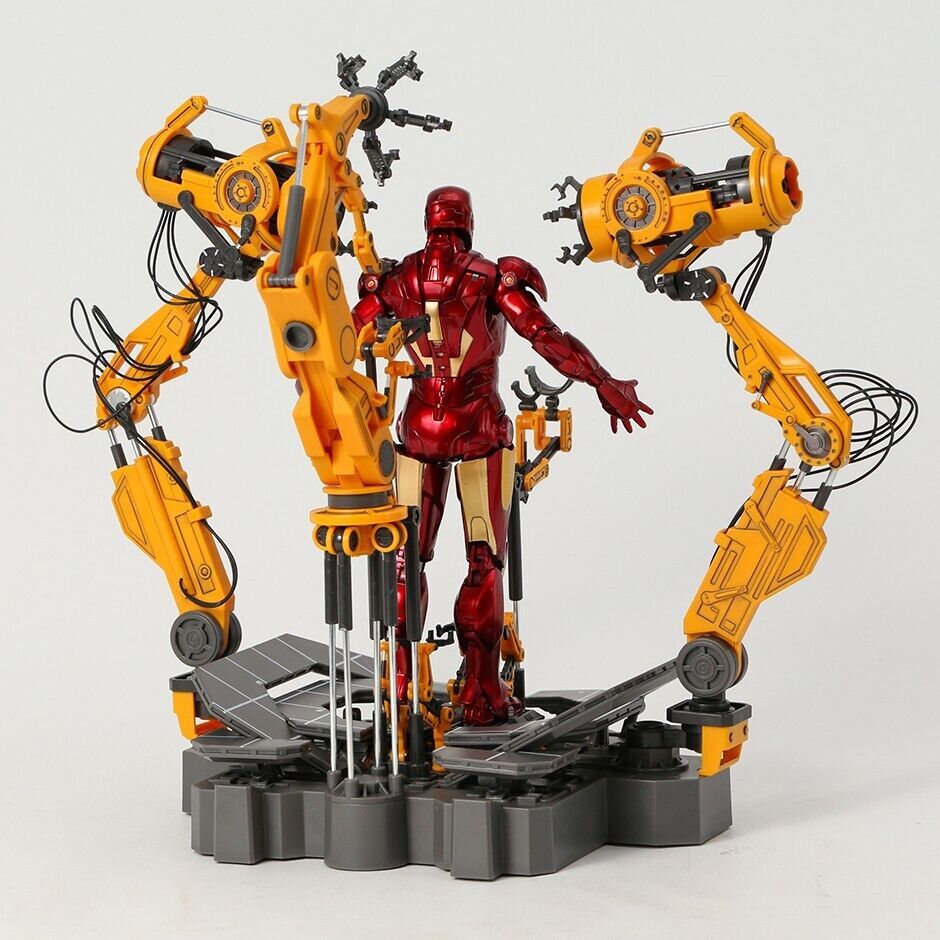  Mô hình nhân vật Marvel Iron man người sắt MK4 Mark 4 Suit-up Grantry có đèn full set phụ kiện + đế SHF tỉ lệ 1:10 18CM ZD Toys FG264 