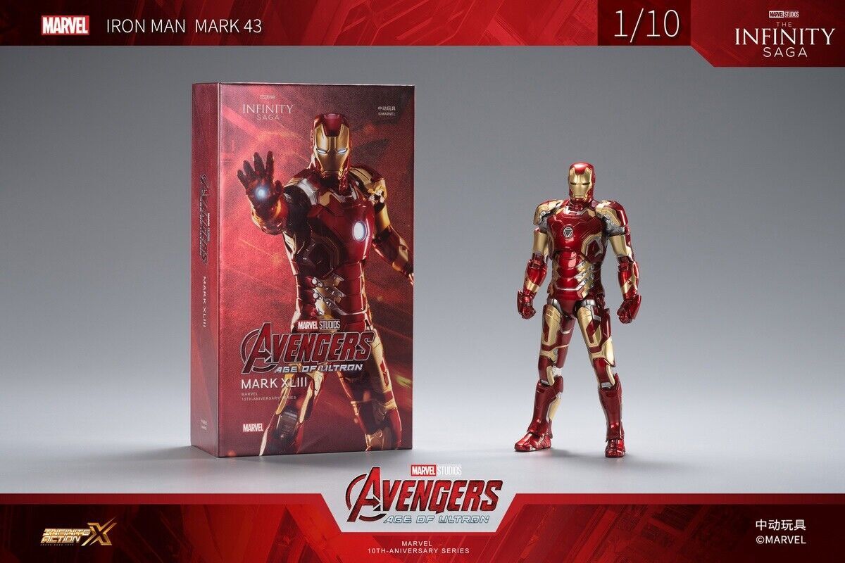  Mô hình nhân vật Marvel Iron man người sắt MK43 Mark XLIII Avengers SHF tỉ lệ 1:10 18CM ZD Toys FG262 