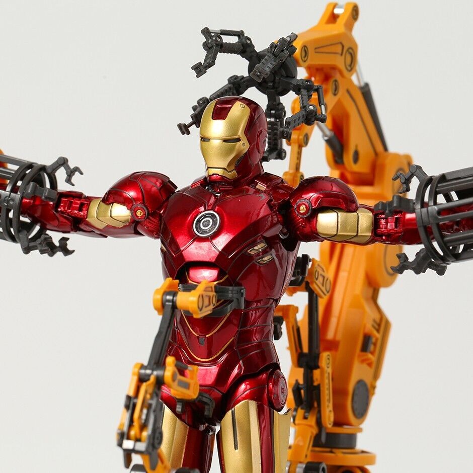  Mô hình nhân vật Marvel Iron man người sắt MK4 Mark 4 Suit-up Grantry có đèn full set phụ kiện + đế SHF tỉ lệ 1:10 18CM ZD Toys FG264 