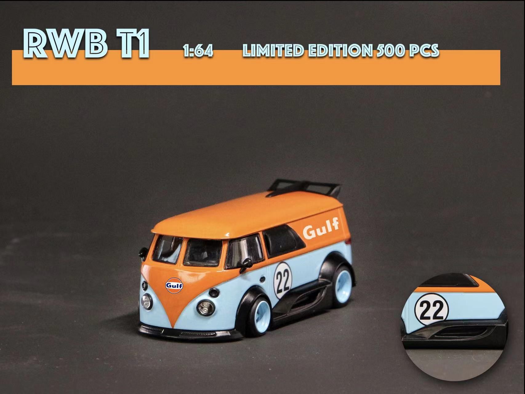  Mô hình xe Volkwagen RWB T1 Van Gulf #22 limited 499 tỉ lệ 1:64 Mini&Dream 