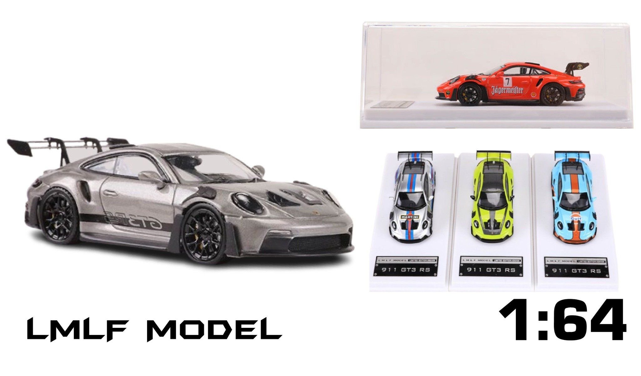  Mô hình xe Porsche 911(992) GT3 RS LMLF tỉ lệ 1:64 có đế và hộp mica LMLF OT64028 