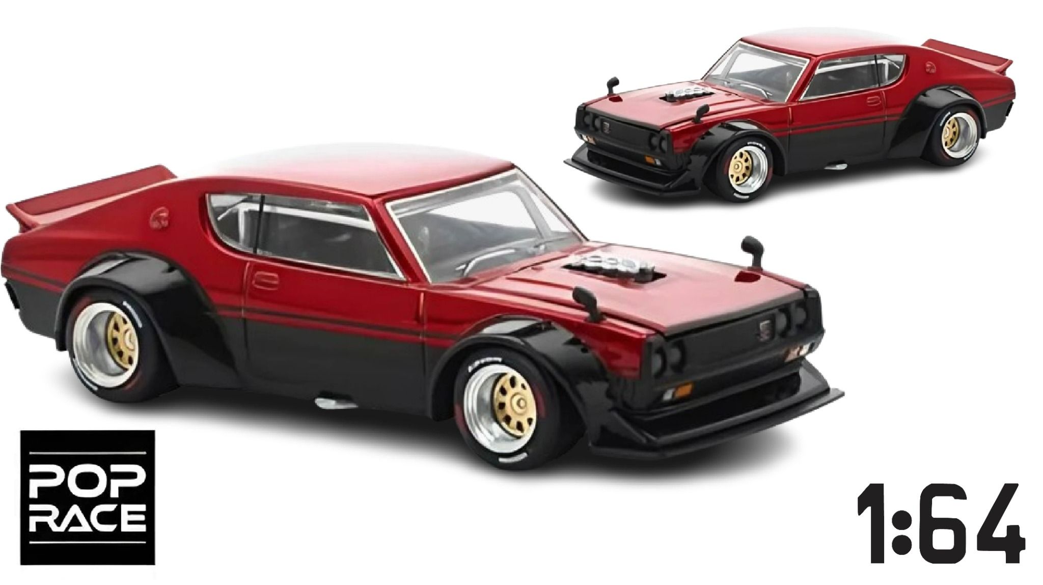  Mô hình xe Nissan KPGC110 Kenmeri - Red/Black tỉ lệ 1:64 Poprace PR640266 