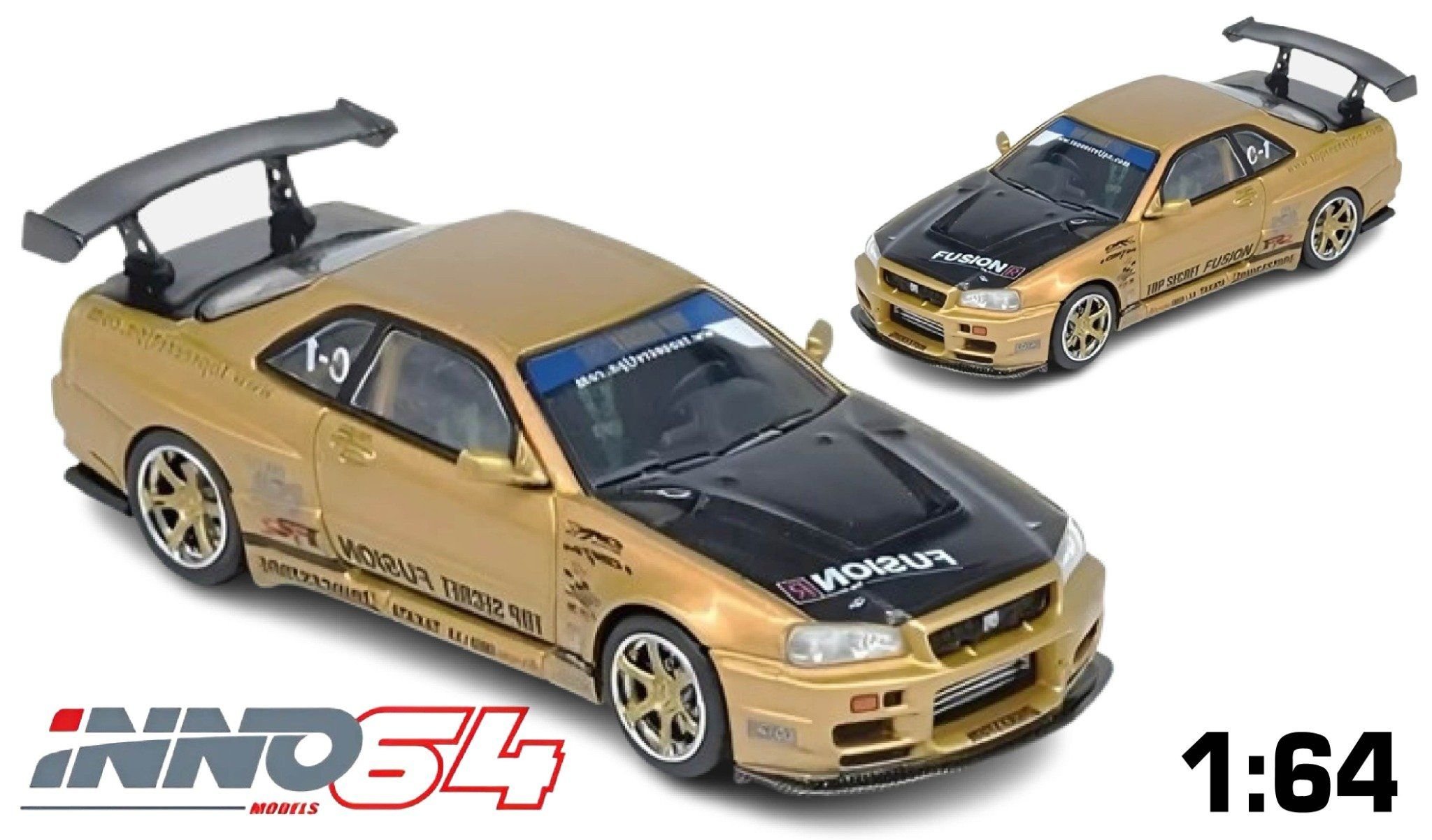  Mô hình xe Nissan GTR R34 gold TOP SECRET tỉ lệ 1:64 Inno64 IN64-R34TS-GOLD 