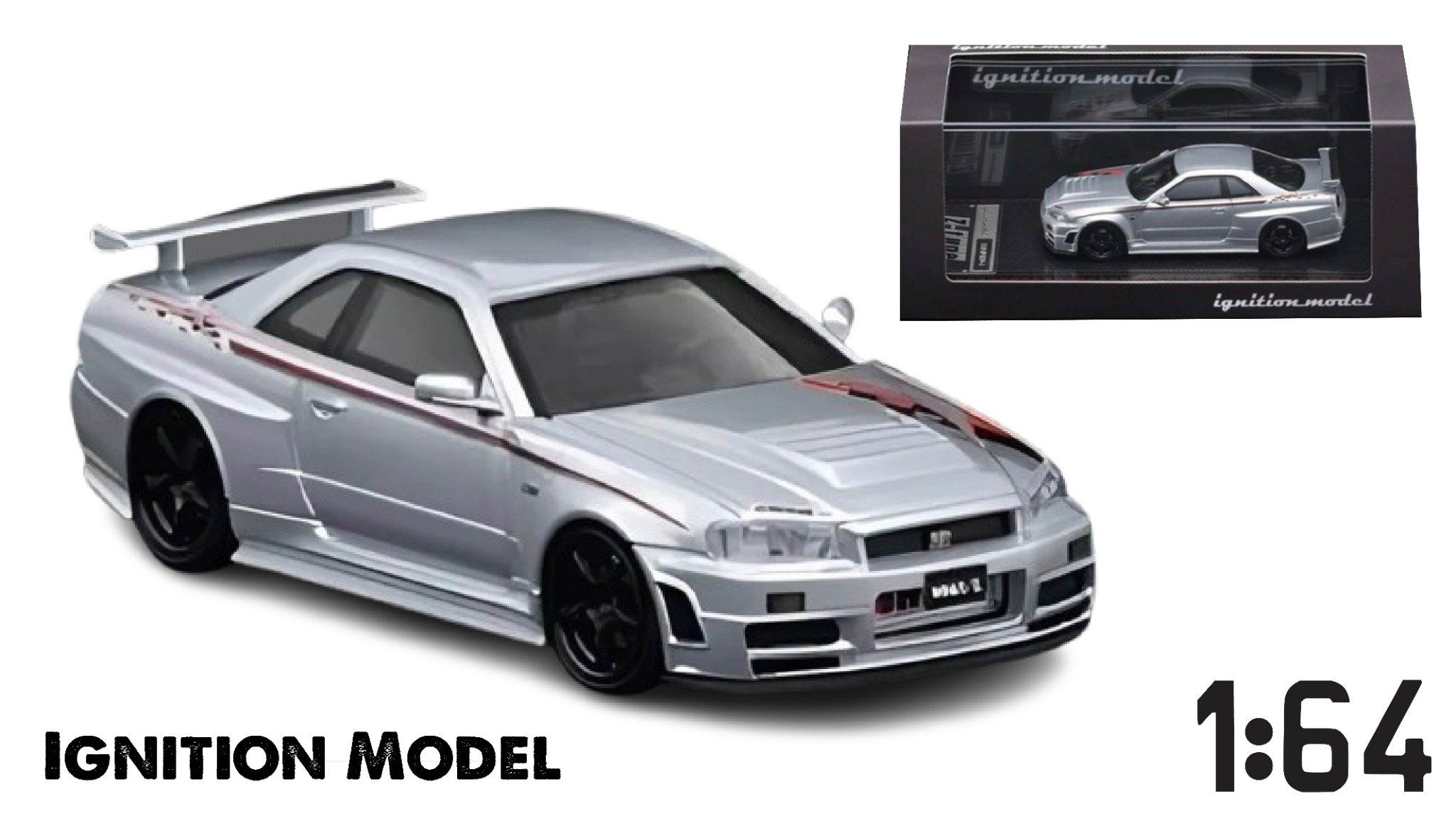  Mô hình xe Nismo R34 GT-R Z-tune Silver tỉ lệ 1:64 Ignition Model IG3840 