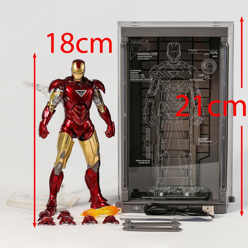  Box hộp đựng mô hình nhân vật Marvel Iron man người sắt có đèn tỉ lệ 1:10 21x14x10cm ZD Toys FG266 