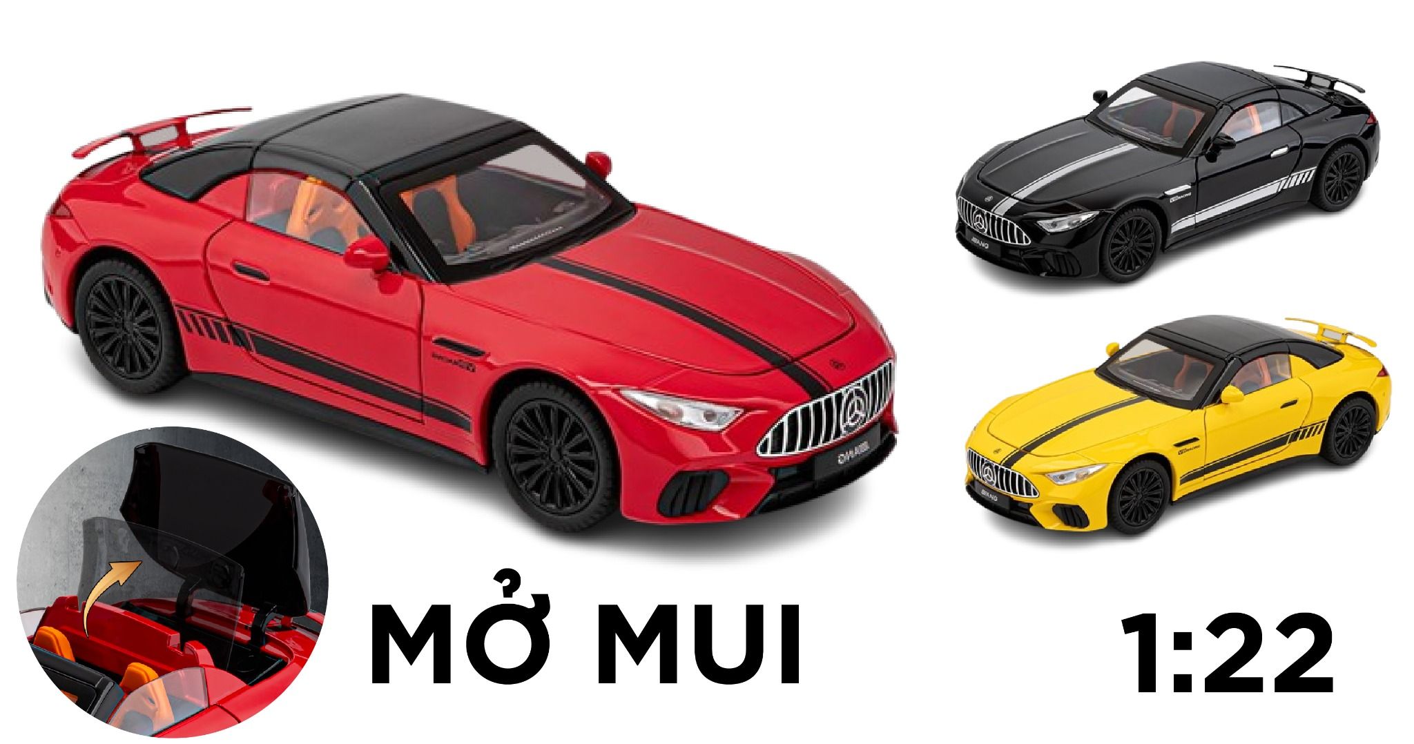  Mô hình xe Mercedes-Benz AMG SL63 mở được mui - full open - full kính - đánh lái được tỉ lệ 1:22 Jiaye Model OT24021 