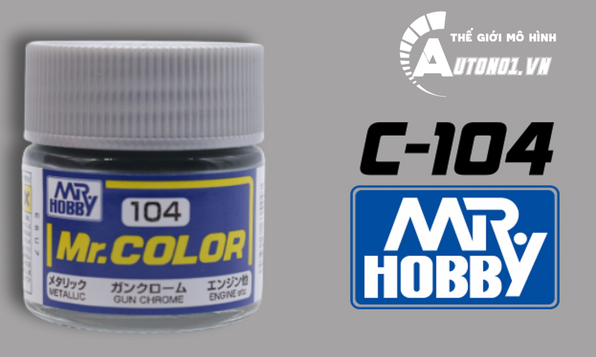  Lacquer c104 gun chorme sơn mô hình màu bạc 10ml Mr.Hobby C104 