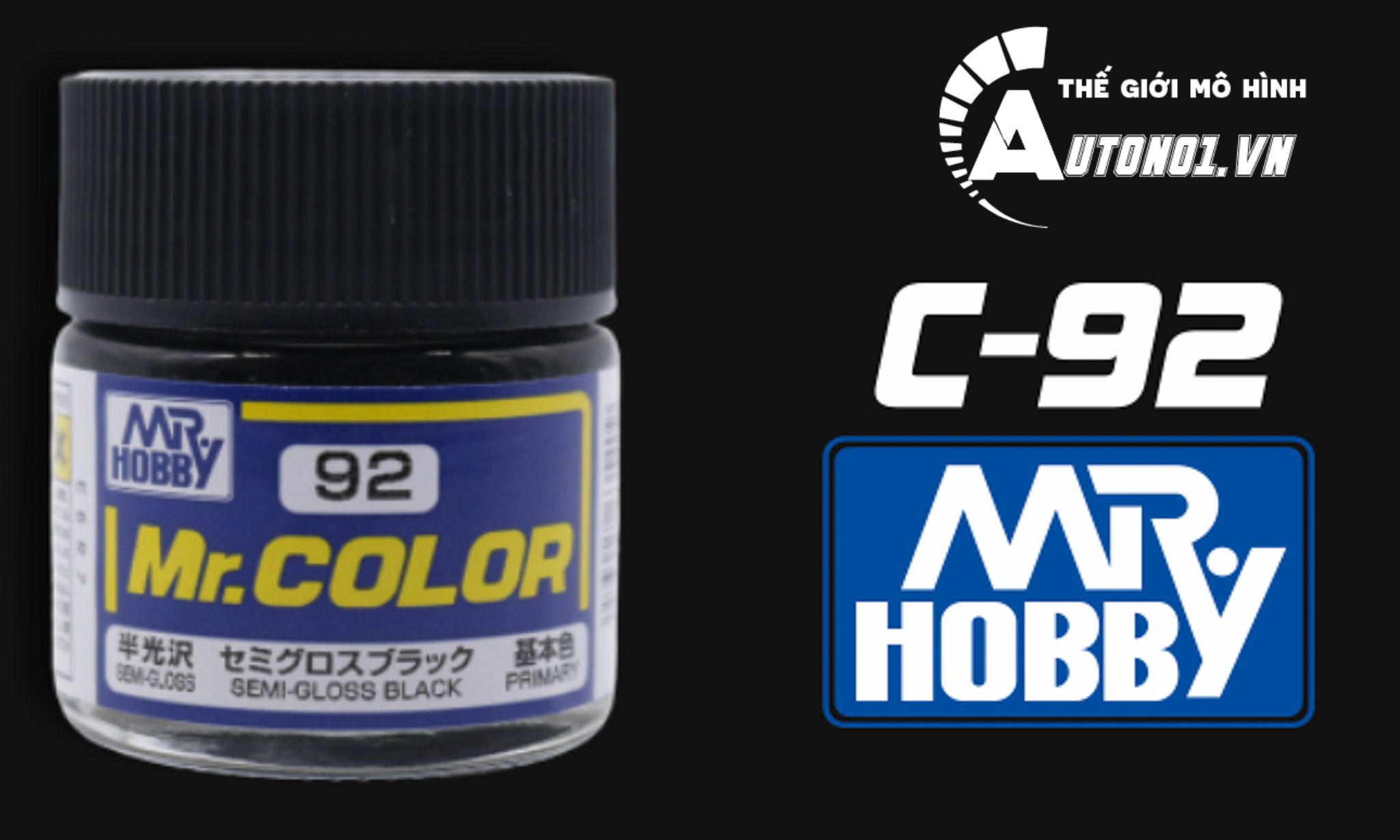  Lacquer c92 gloss black sơn mô hình màu đen bóng 10ml Mr.Hobby C92 