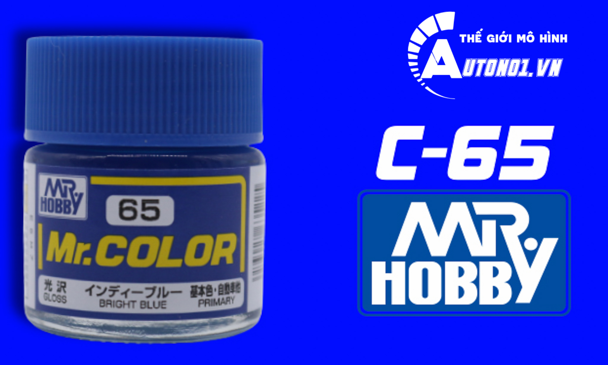  Lacquer c65 bright blue sơn mô hình xanh sáng 10ml Mr.Hobby C65 