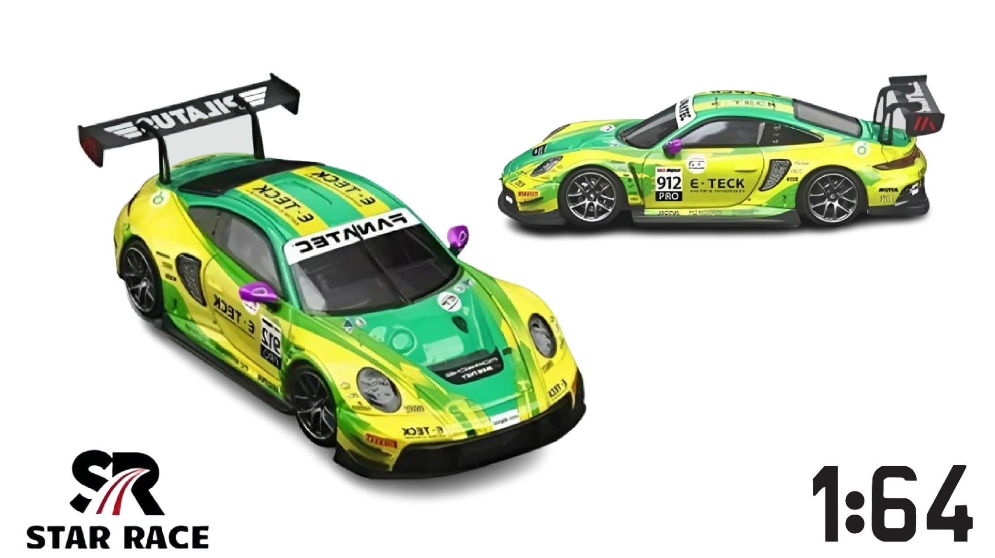  Mô hình xe Porsche 911 GT3 Green and Yellow tỉ lệ 1:64 Star Race SR64040 