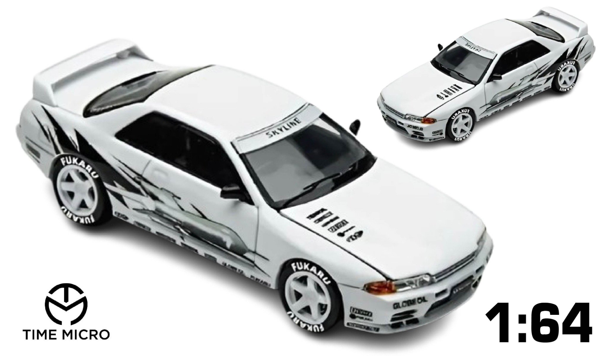  Mô hình xe Nissan Skyline GT-R R32 Los Santos Drift - White tỉ lệ 1:64 Time Micro TM644142 