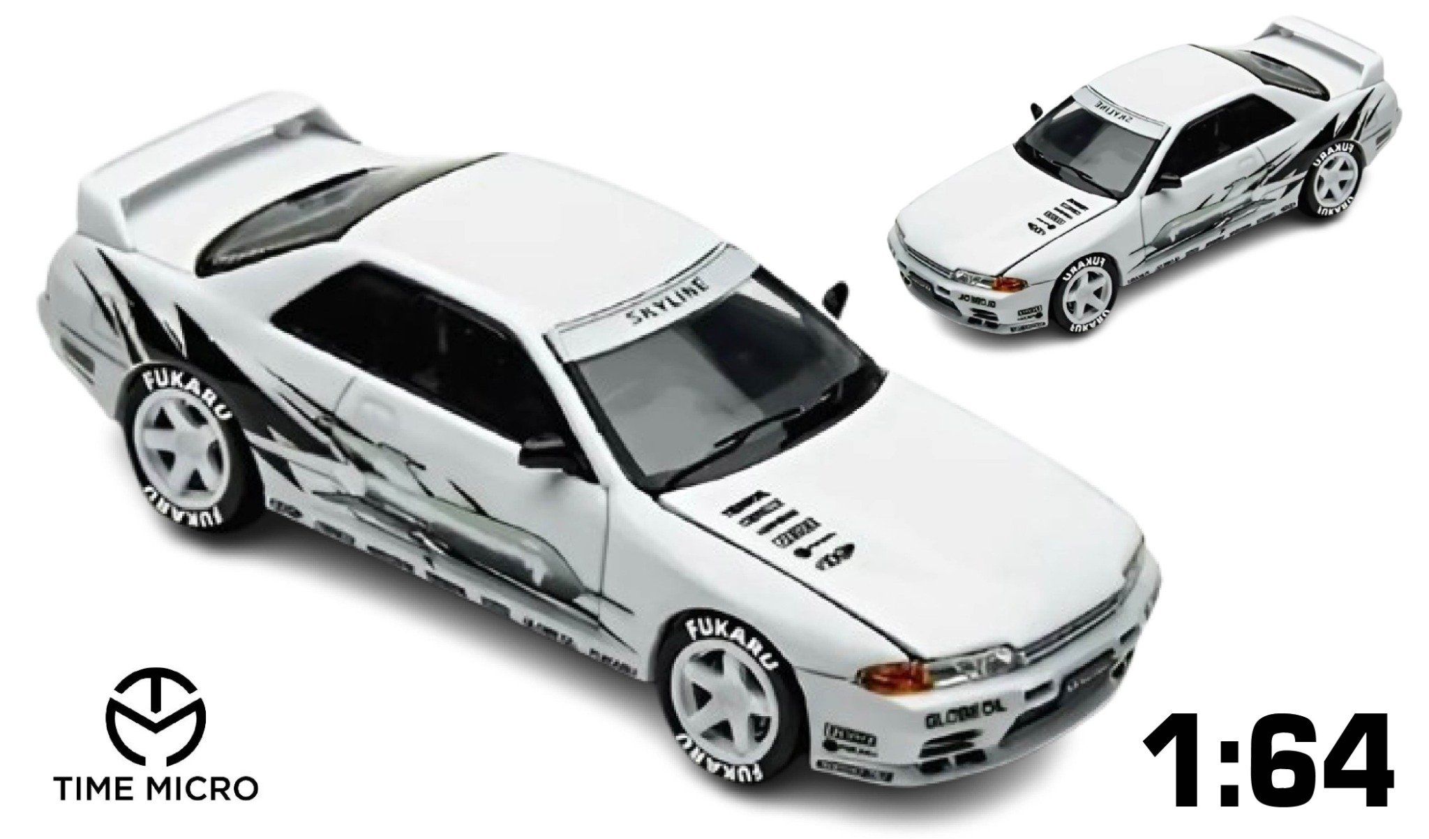  Mô hình xe Nissan Skyline GT-R R32 Los Santos Drift - White tỉ lệ 1:64 Time Micro TM644142 
