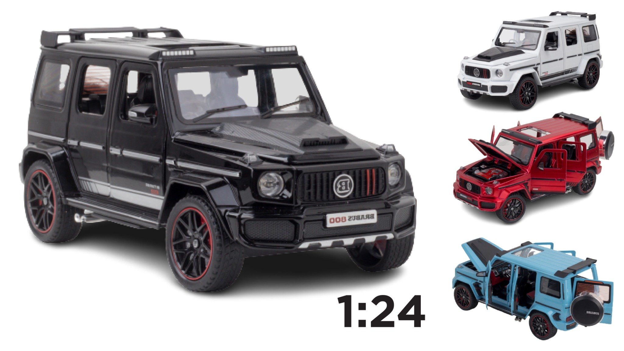  Mô hình xe Mercedes Benz Brabus G800 đánh lái được full open 1:24 Miniauto DC24253 8082 