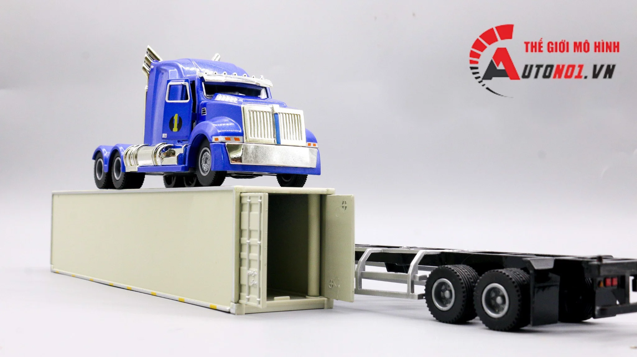  Mô hình xe container kéo thùng lạnh 1:50 huayi alloy 7916 