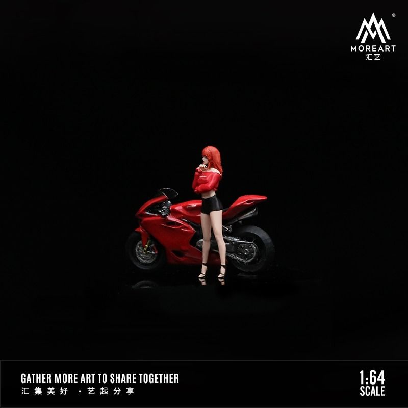  Mô hình nhân vật figure nữ kèm xe mô tô Ducati tỉ lệ 1:64 MoreArt MO642051 