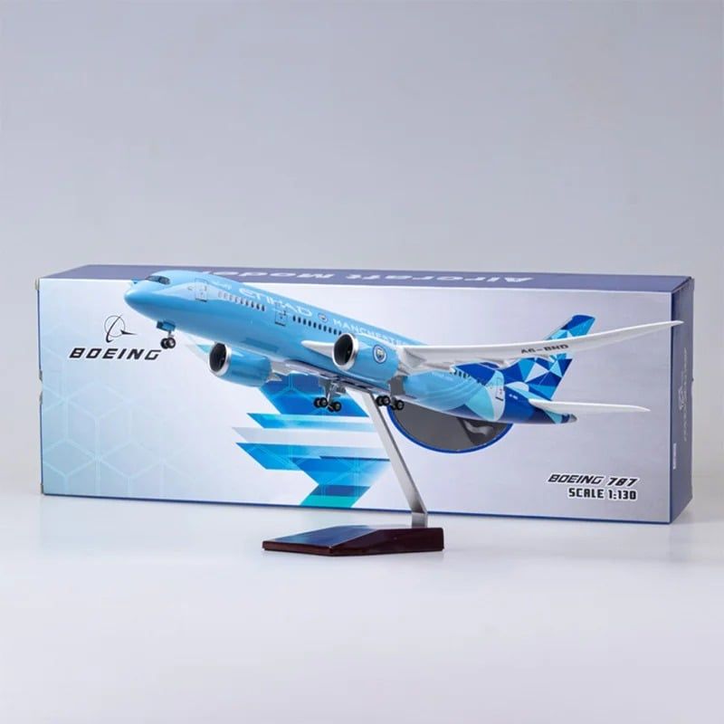  Mô hình máy bay Jason Tutu Etihad Boeing B787 blue Ả Rập 47cm có đèn led tự động theo tiếng vỗ tay hoặc chạm MB47047 