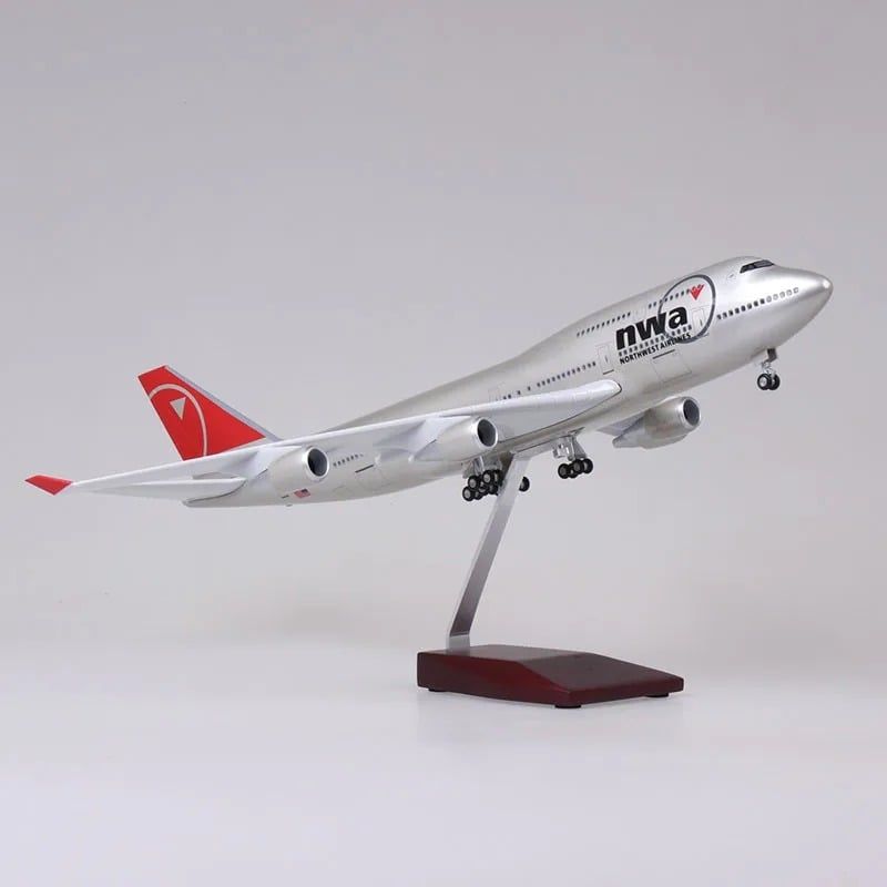  Mô hình máy bay Northwest Airlines NWA Boeing B747 47cm có đèn led tự động theo tiếng vỗ tay hoặc chạm MB47062 