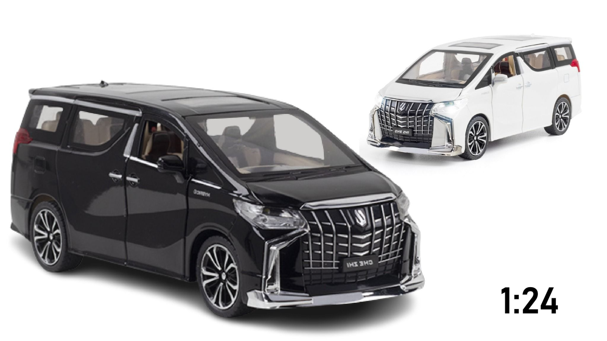  Mô hình xe Toyota Alphard 2022 full open - full kính - đánh lái được tỉ lệ 1:24 Chezhi OT016 