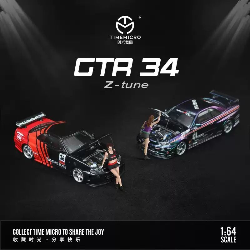  Mô hình xe ô tô Nissan GTR 34 Adavan 36 red racing tỉ lệ 1:64 Time micro TM643417 