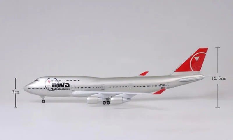  Mô hình máy bay Northwest Airlines NWA Boeing B747 47cm có đèn led tự động theo tiếng vỗ tay hoặc chạm MB47062 