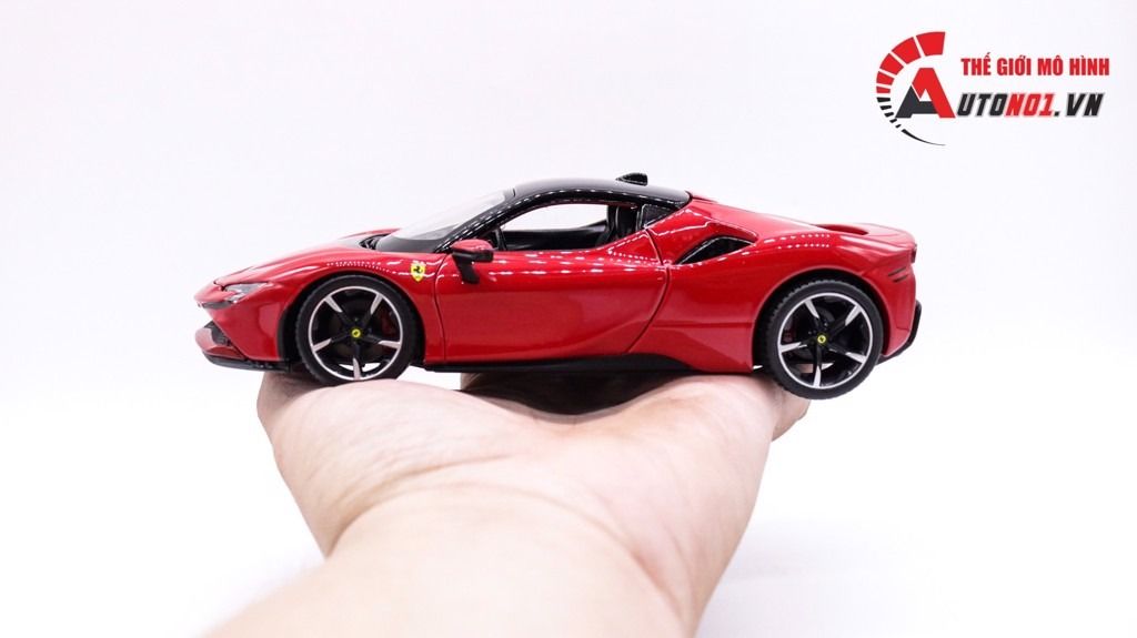  Mô hình xe Ferrari Sf90 Stradale đánh lái được full open 1:24 Bburago 7528 