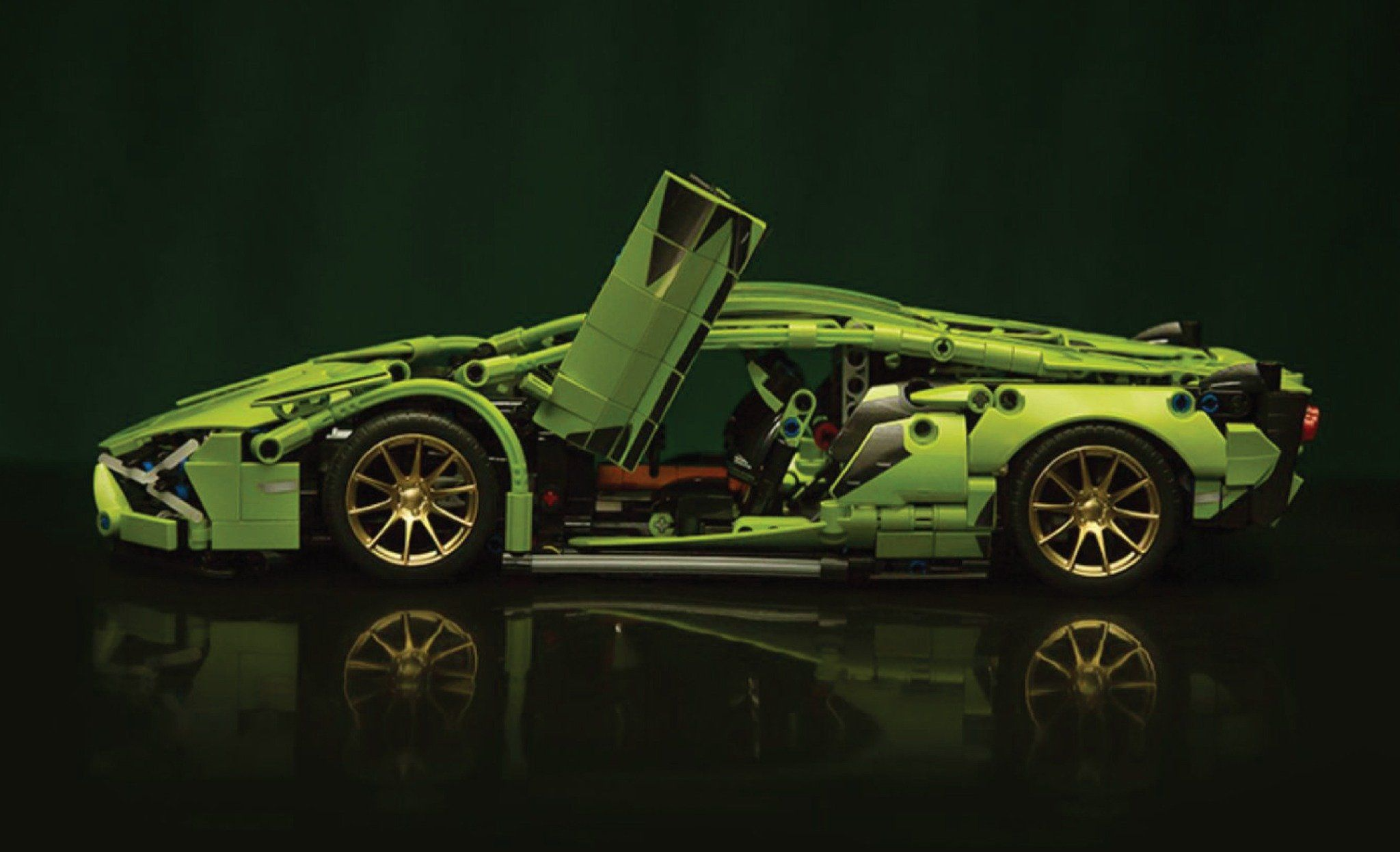  Mô hình xe ô tô lắp ghép Lamborghini Sian green 1250 pcs, có điều khiển tỉ lệ 1:14 LG018 