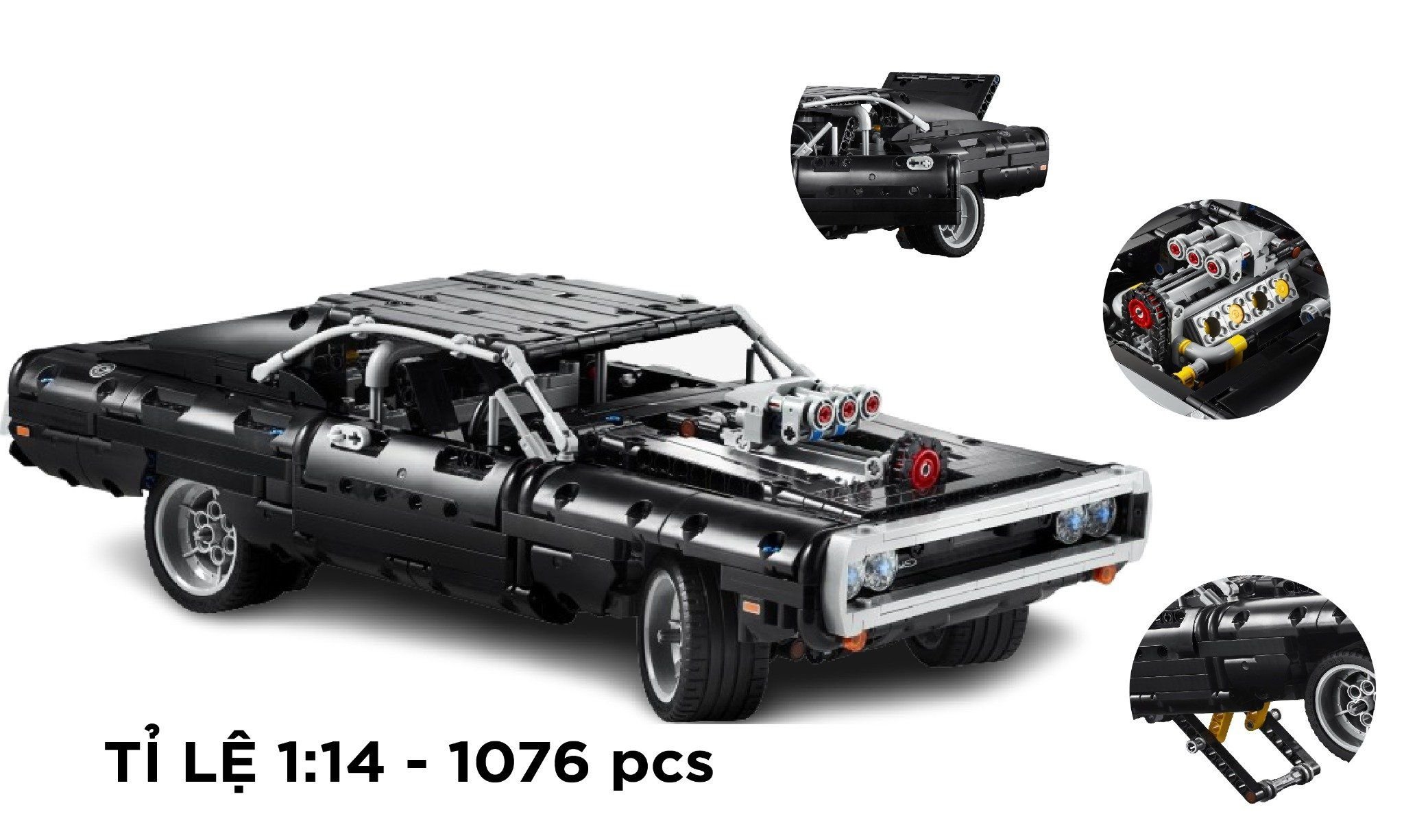  Mô hình xe ô tô lắp ghép Dom's Dodge Charger 1076 pcs tỉ lệ 1:14 LG028 