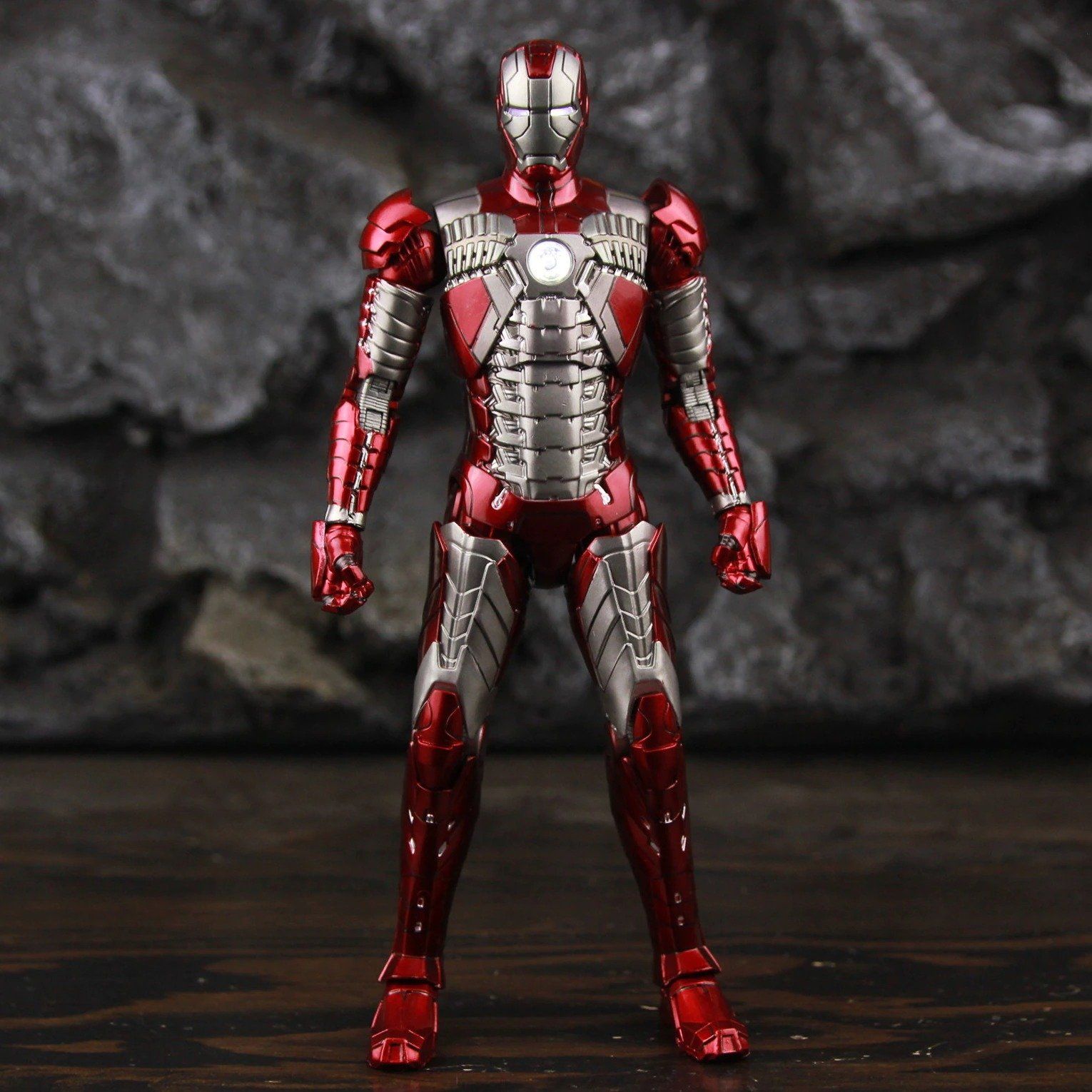  Mô hình nhân vật Marvel Iron man người sắt có đèn MK5 Mark V Avengers SHF tỉ lệ 1:10 18CM ZD Toys FG263 