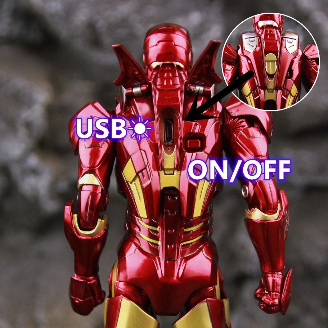  Mô hình nhân vật Marvel Iron man người sắt có đèn MK7 Mark VII Avengers SHF tỉ lệ 1:10 18CM ZD Toys FG263 