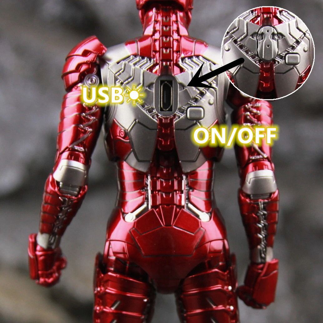  Mô hình nhân vật Marvel Iron man người sắt có đèn MK5 Mark V Avengers SHF tỉ lệ 1:10 18CM ZD Toys FG263 