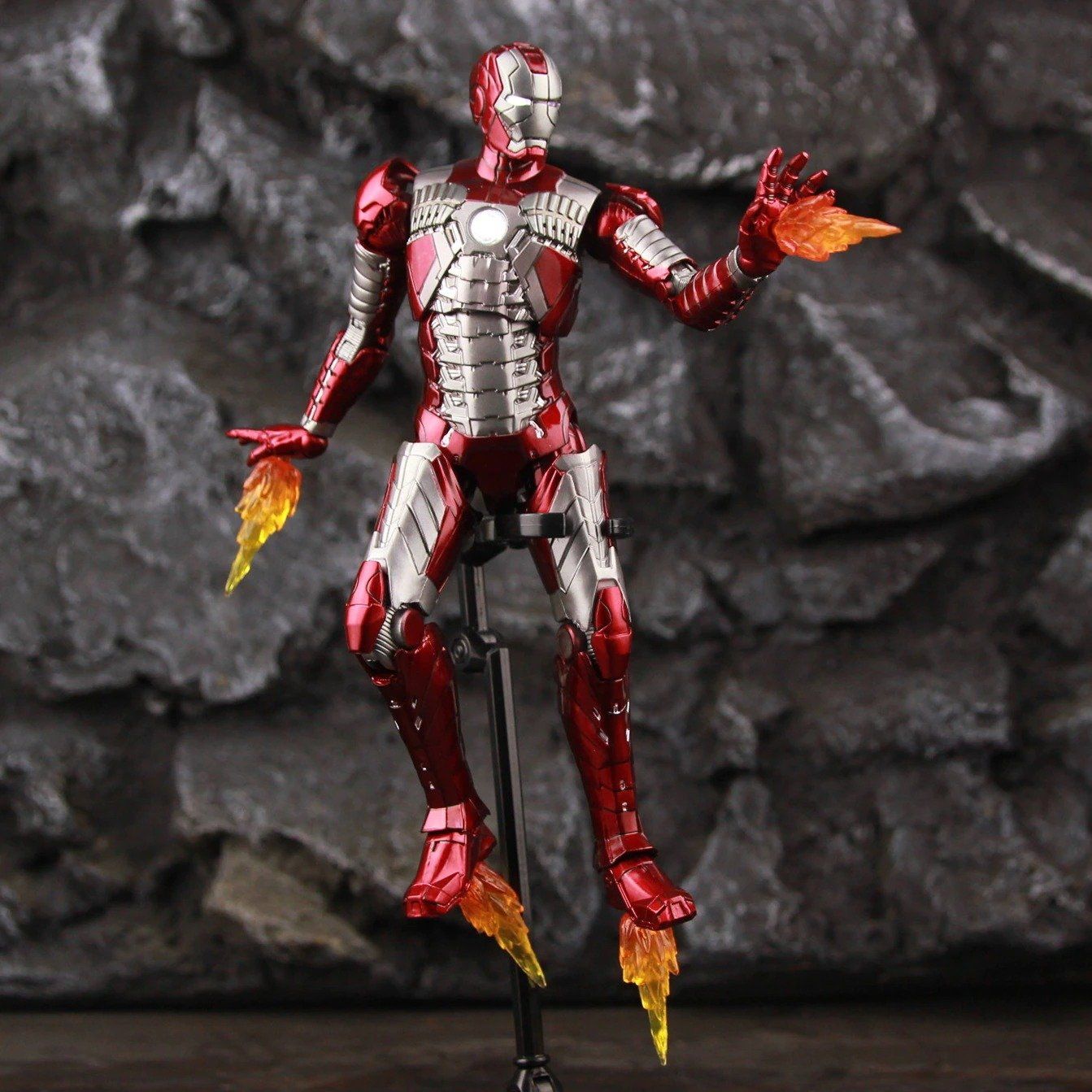  Mô hình nhân vật Marvel Iron man người sắt có đèn MK5 Mark V Avengers SHF tỉ lệ 1:10 18CM ZD Toys FG263 