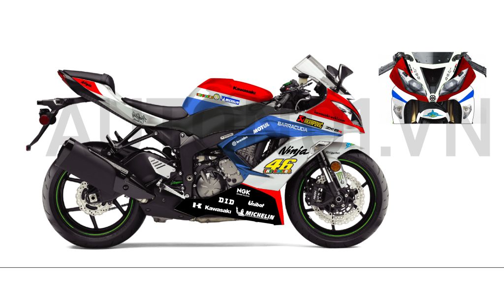 DECAL NƯỚC ĐỘ KAWASAKI ZX 6R 1:12 AUTONO1 DC510