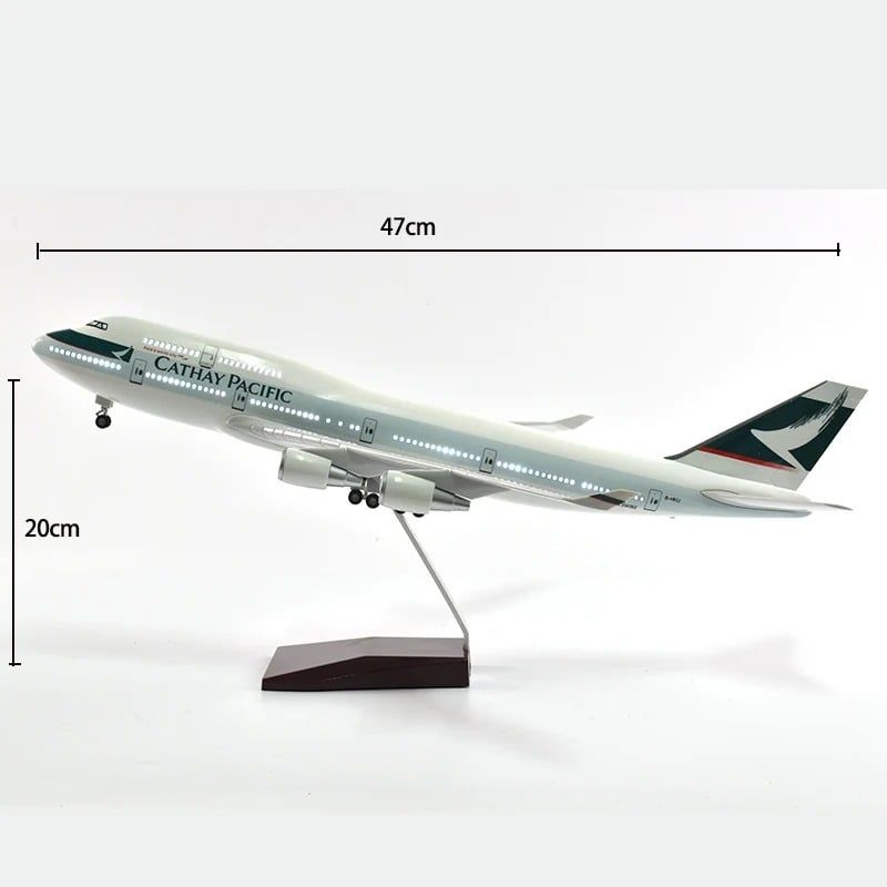  Mô hình máy bay Cathay Pacific Airlines Boeing B747 47cm có đèn led tự động theo tiếng vỗ tay hoặc chạm MB47050 