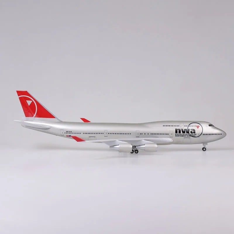  Mô hình máy bay Northwest Airlines NWA Boeing B747 47cm có đèn led tự động theo tiếng vỗ tay hoặc chạm MB47062 