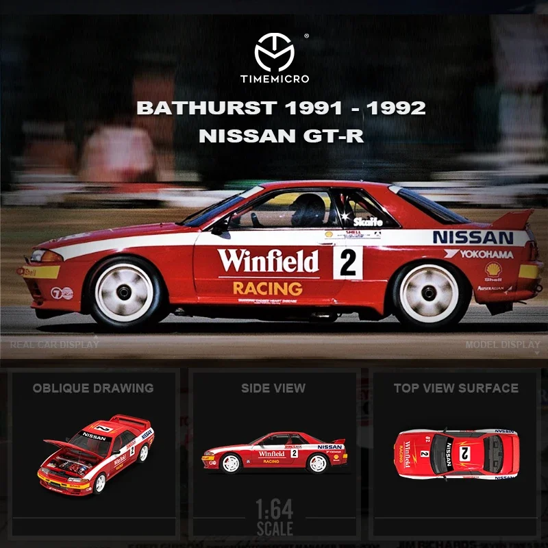  Mô hình xe Nissan GTR R32 BATHURST 1991-1992 #2 tỉ lệ 1:64 Time Micro TM644115 