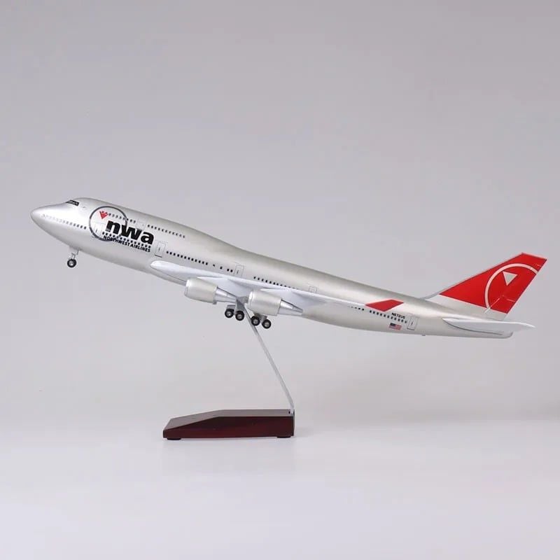  Mô hình máy bay Northwest Airlines NWA Boeing B747 47cm có đèn led tự động theo tiếng vỗ tay hoặc chạm MB47062 