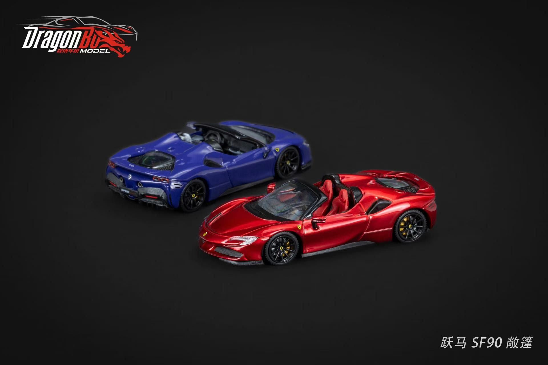  Mô hình xe Ferrari SF90 Spider opentop tỉ lệ 1:64 Dragon Bo model DBD003 