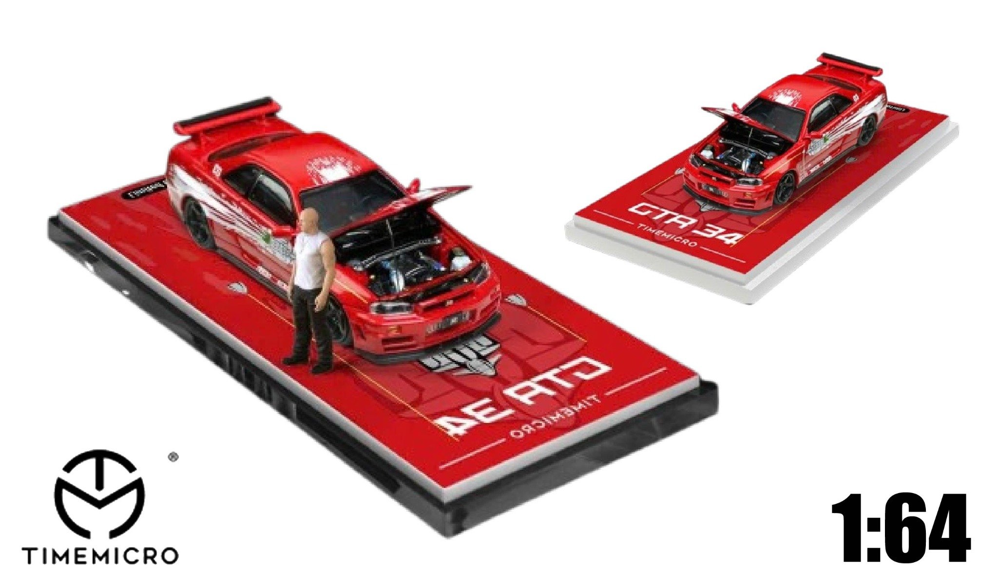  Mô hình xe Nissan GTR - R34 red Limited edition 999pcs Dom's tỉ lệ 1:64 Time micro TM643435 