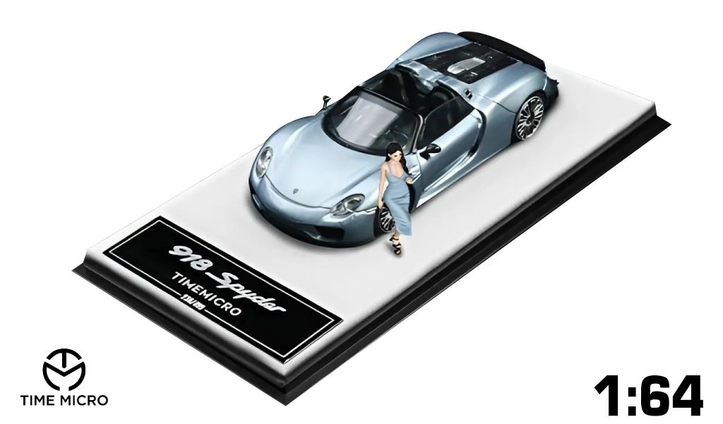  Mô hình xe Porsche 918 Spyder blue silver tỉ lệ 1:64 Time micro TM643524 