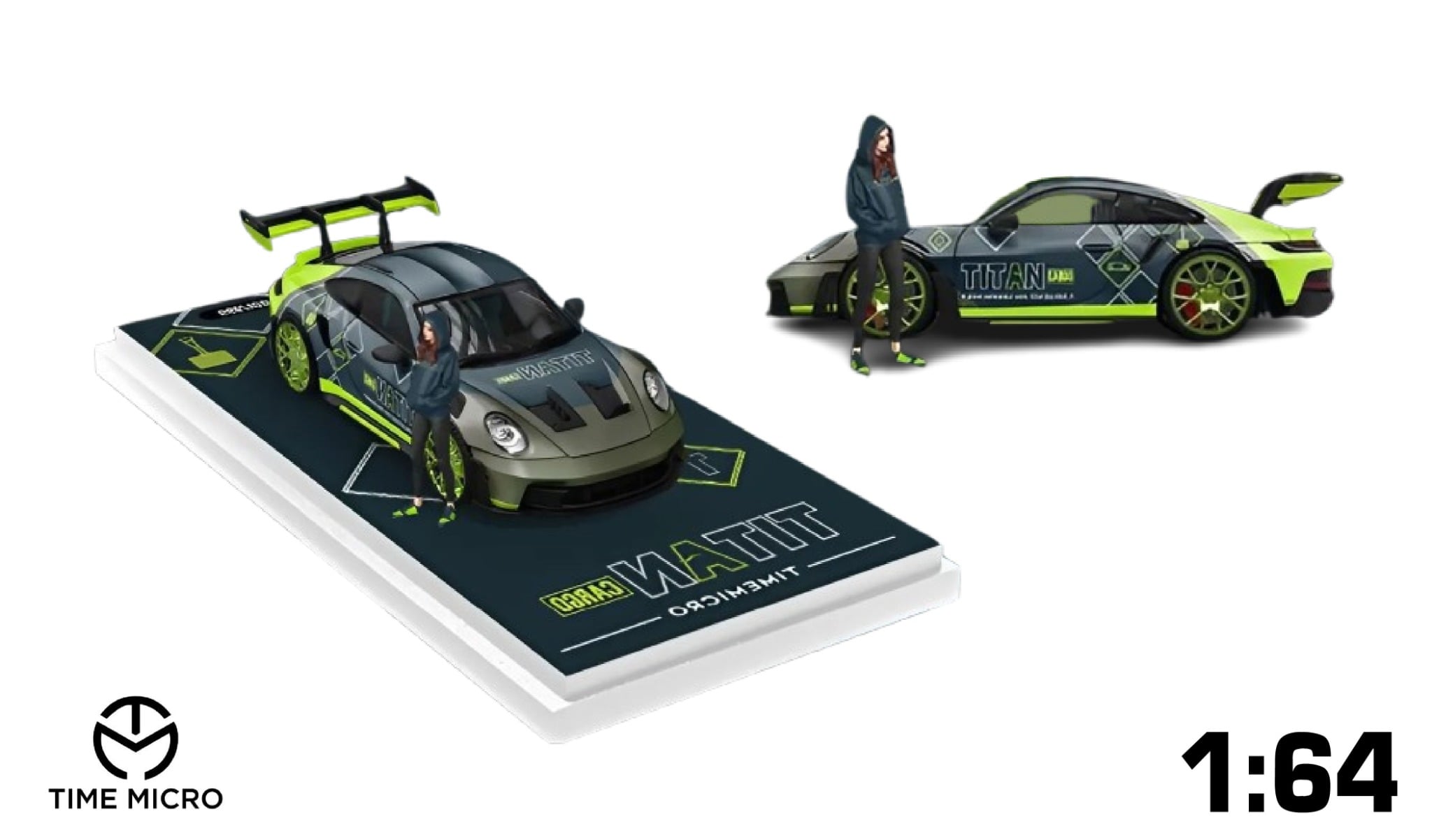  Mô hình xe Porsche 992 GT3 RS custom TITAN CARGO limited edition 999pcs tỉ lệ 1:64 Time micro TM644639 