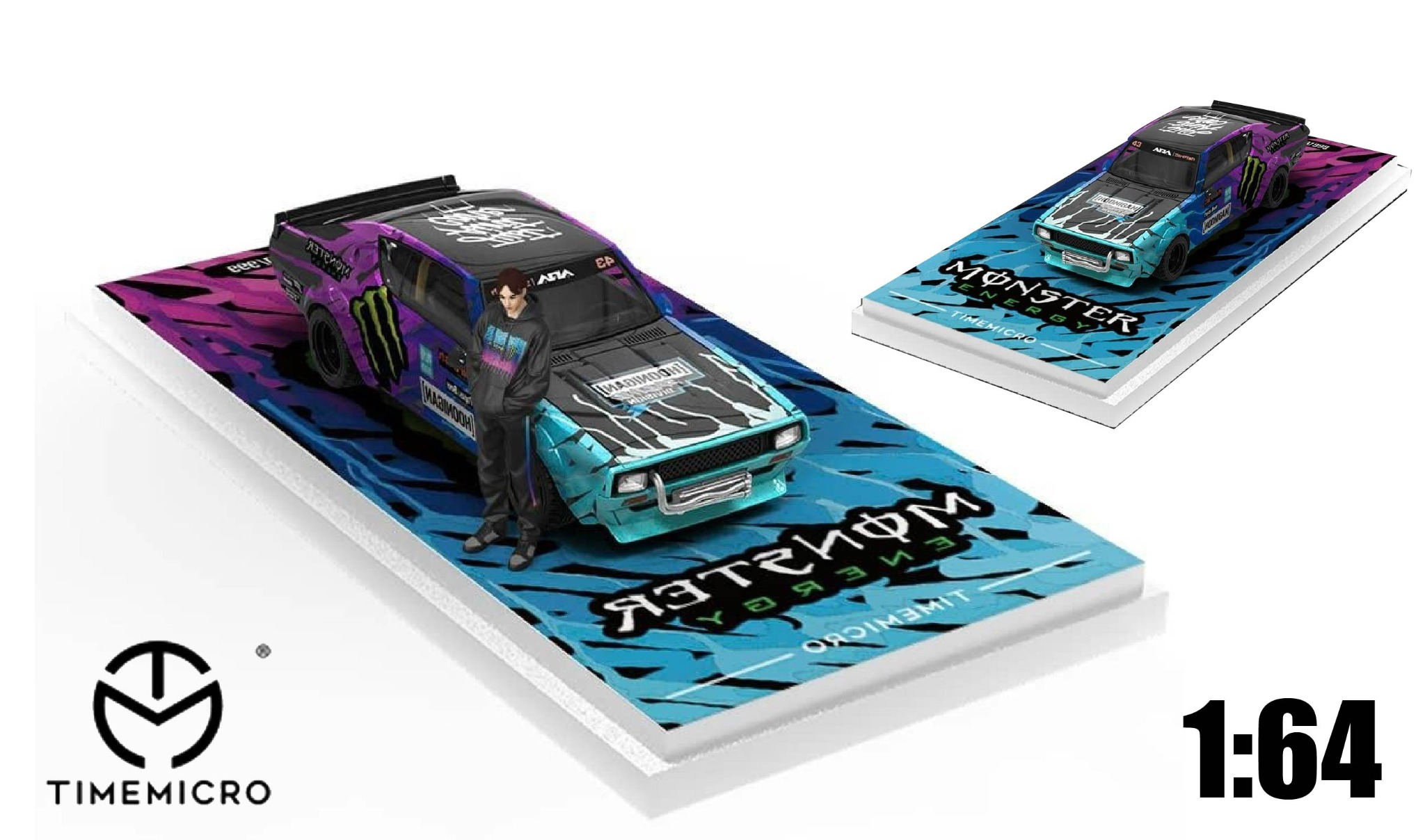 Mô hình xe Nissan Kenmeri KPGC110 Monster Black Ghost Claw tỉ lệ 1:64 Time Micro TM645610 