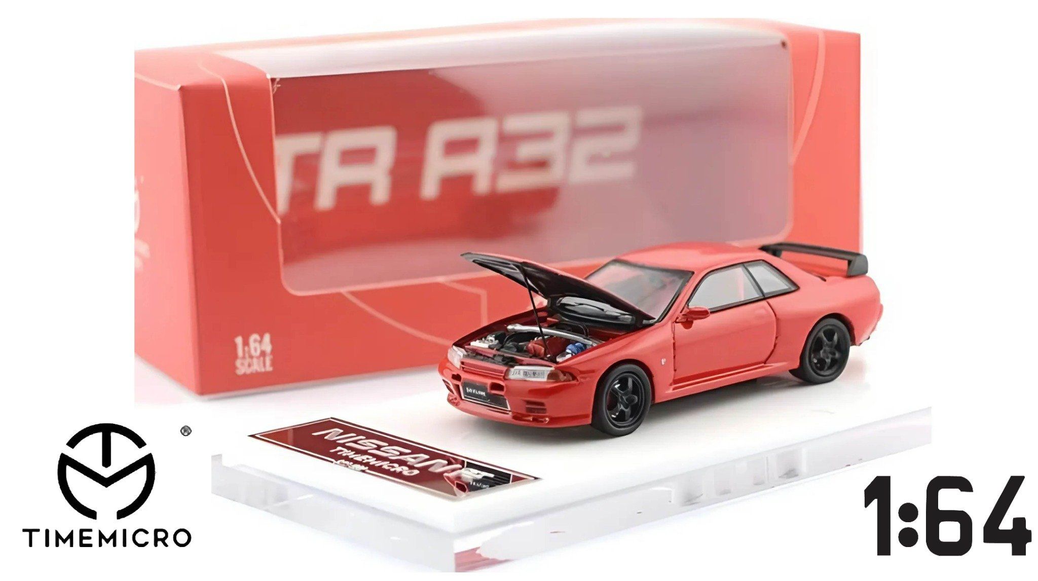  Mô hình xe Nissan Skyline GTR R32 red custom tỉ lệ 1:64 Time micro TM644101 