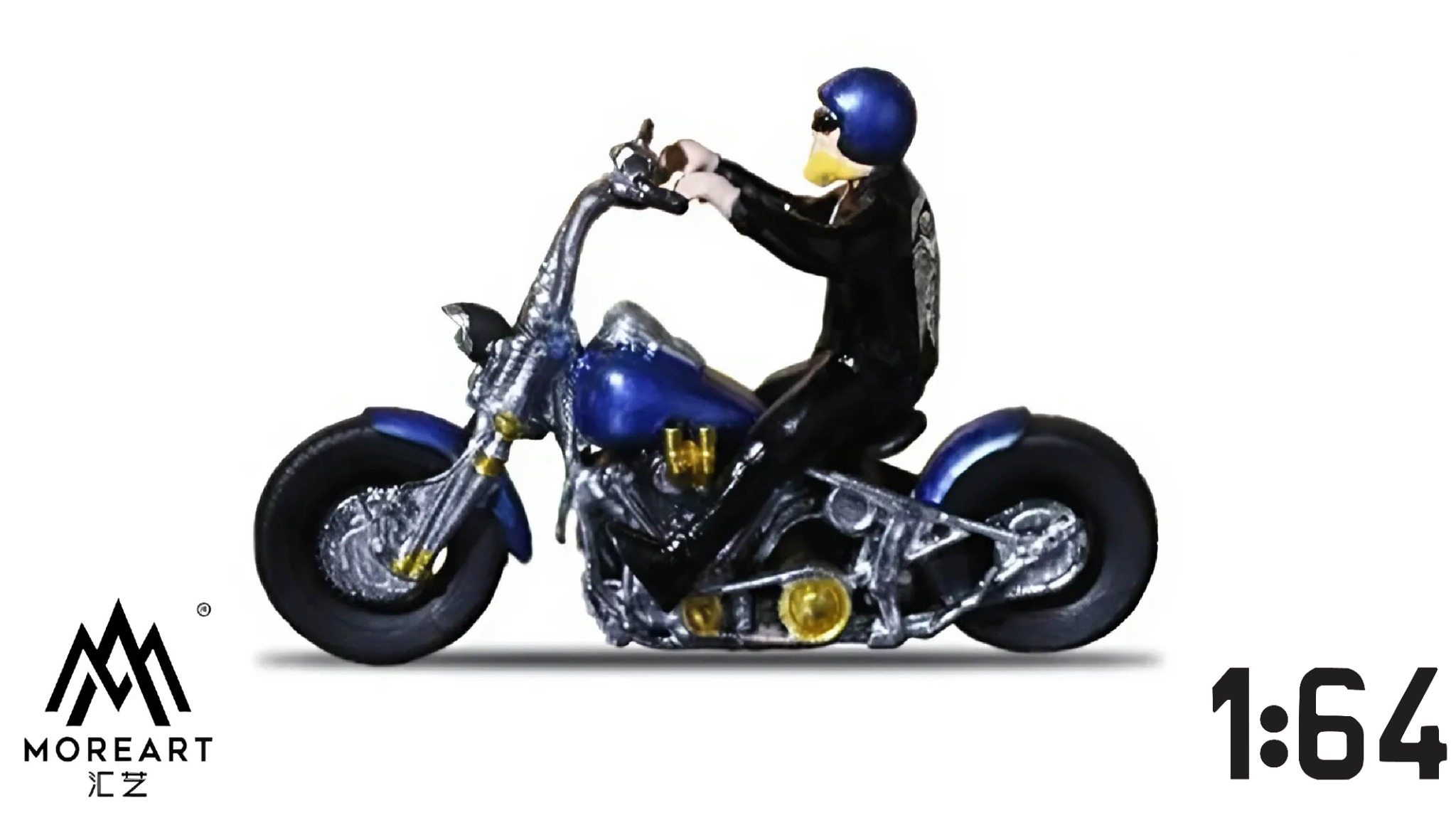  Mô hình xe và nhân vật figure Harley men's motorcycle party blue tỉ lệ 1:64 MoreArt MO222131 