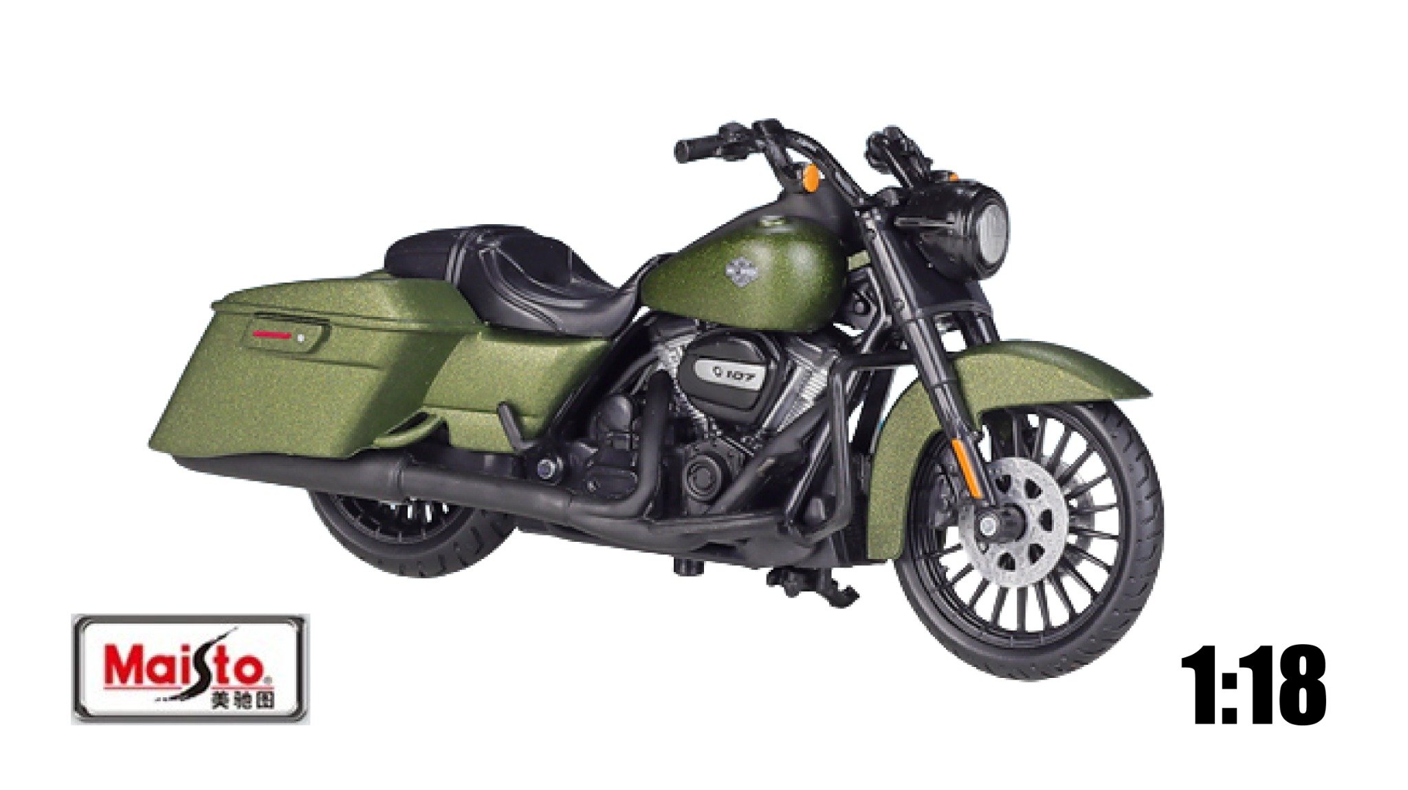  Mô hình xe mô tô Harley 2017 Road King Special xanh rêu tỉ lệ 1:18 Maisto 39360 MT055 