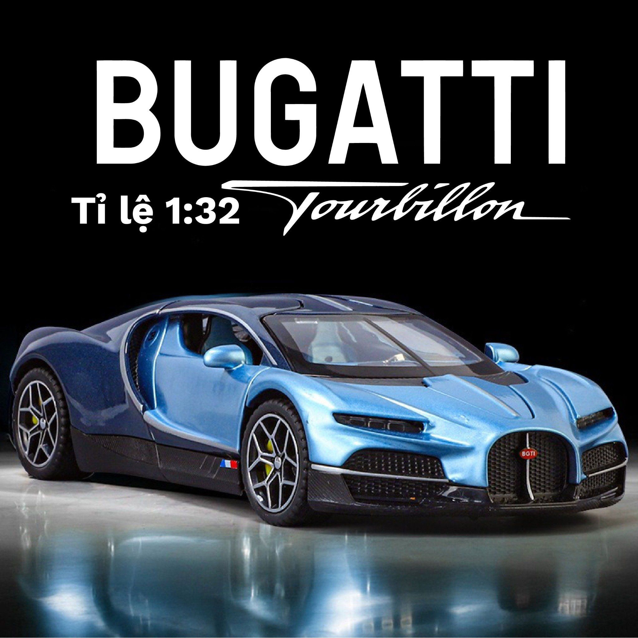  Mô hình xe Bugatti Tourbillon full open - đèn nhạc tỉ lệ 1:32 Alloy Model OT32050 