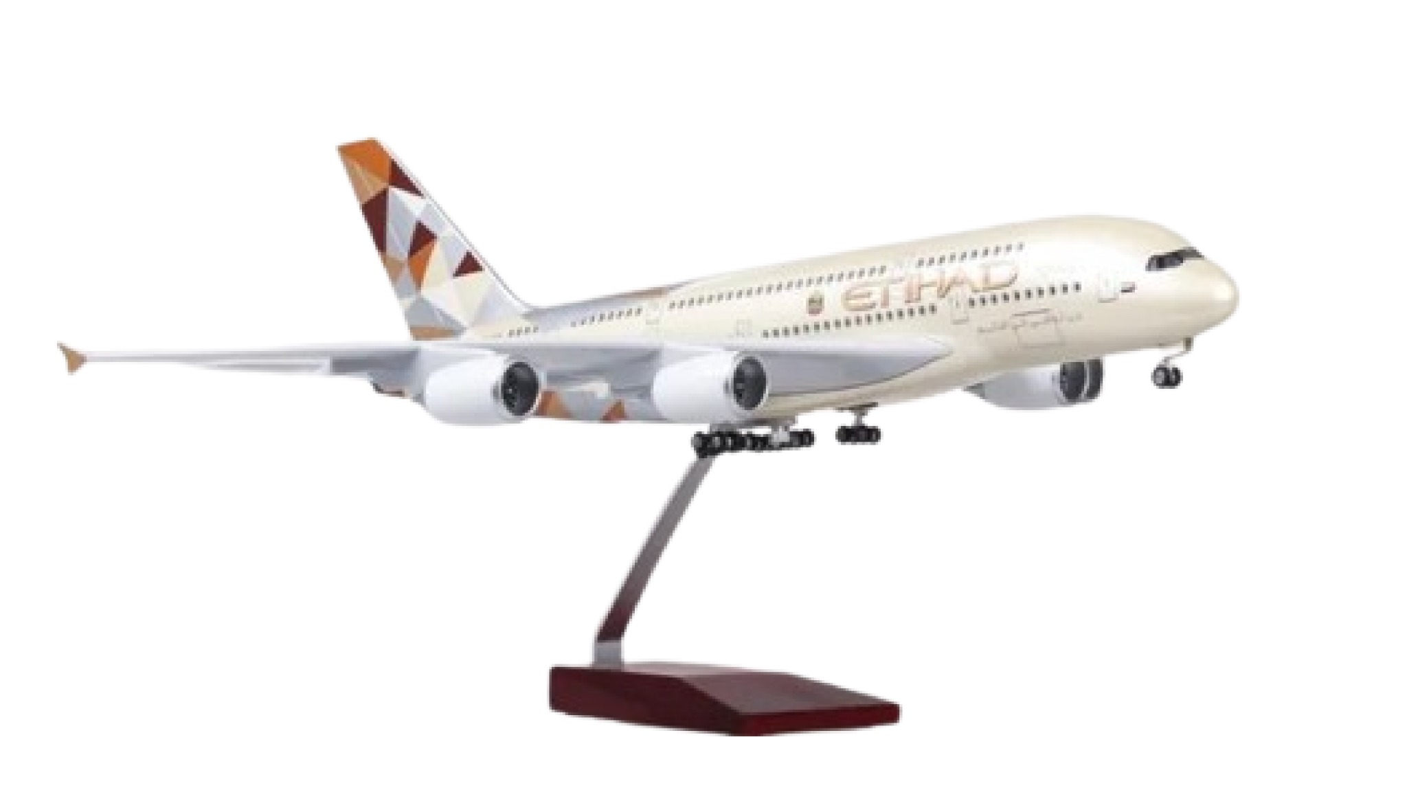  Mô hình máy bay Jason Tutu Etihad Airbus A380 Ả Rập 47cm có đèn led tự động theo tiếng vỗ tay hoặc chạm MB47043 