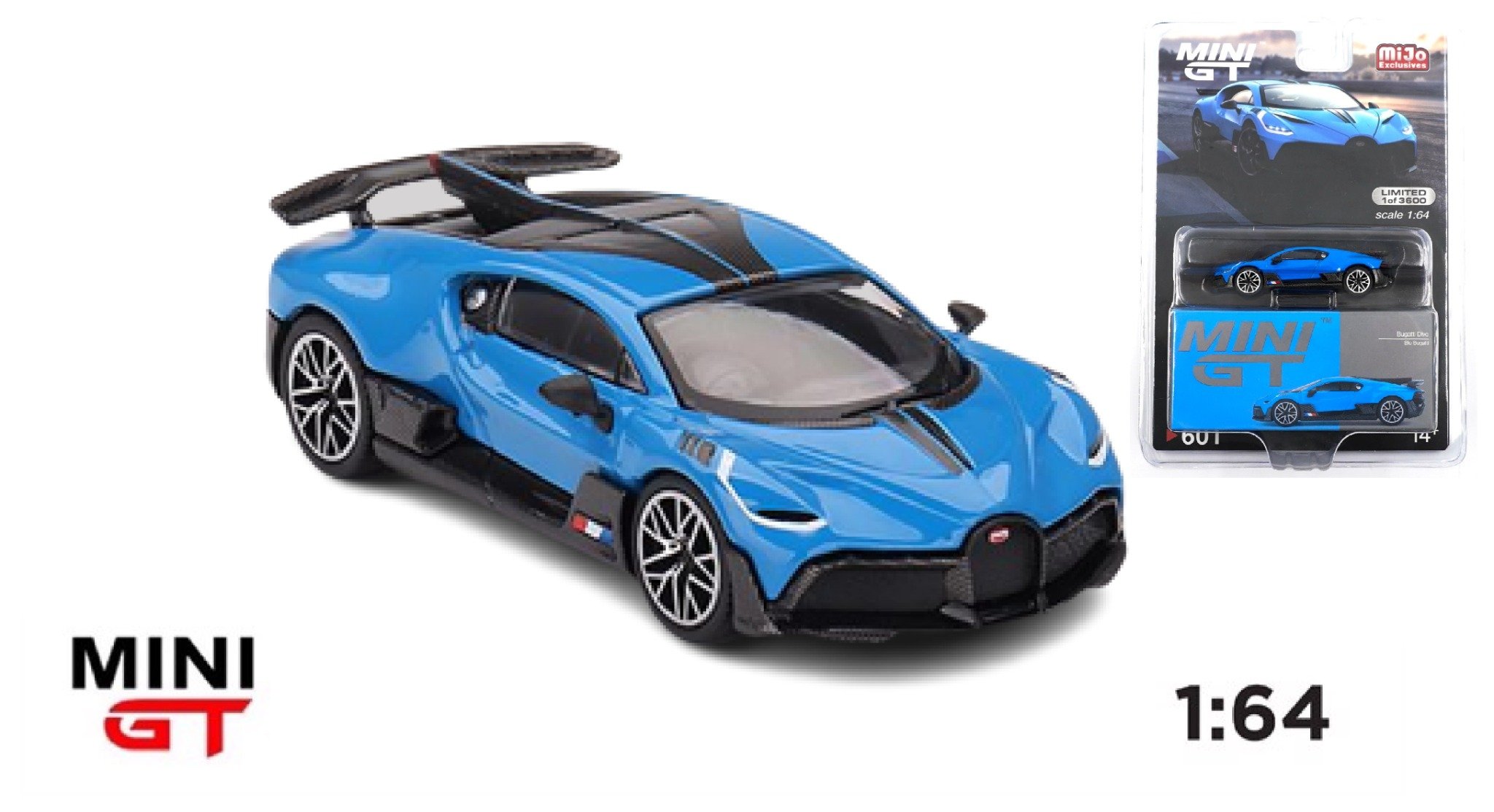  Mô hình xe Bugatti Divo Blue 2022 bản card tỉ lệ 1:64 MiniGT 