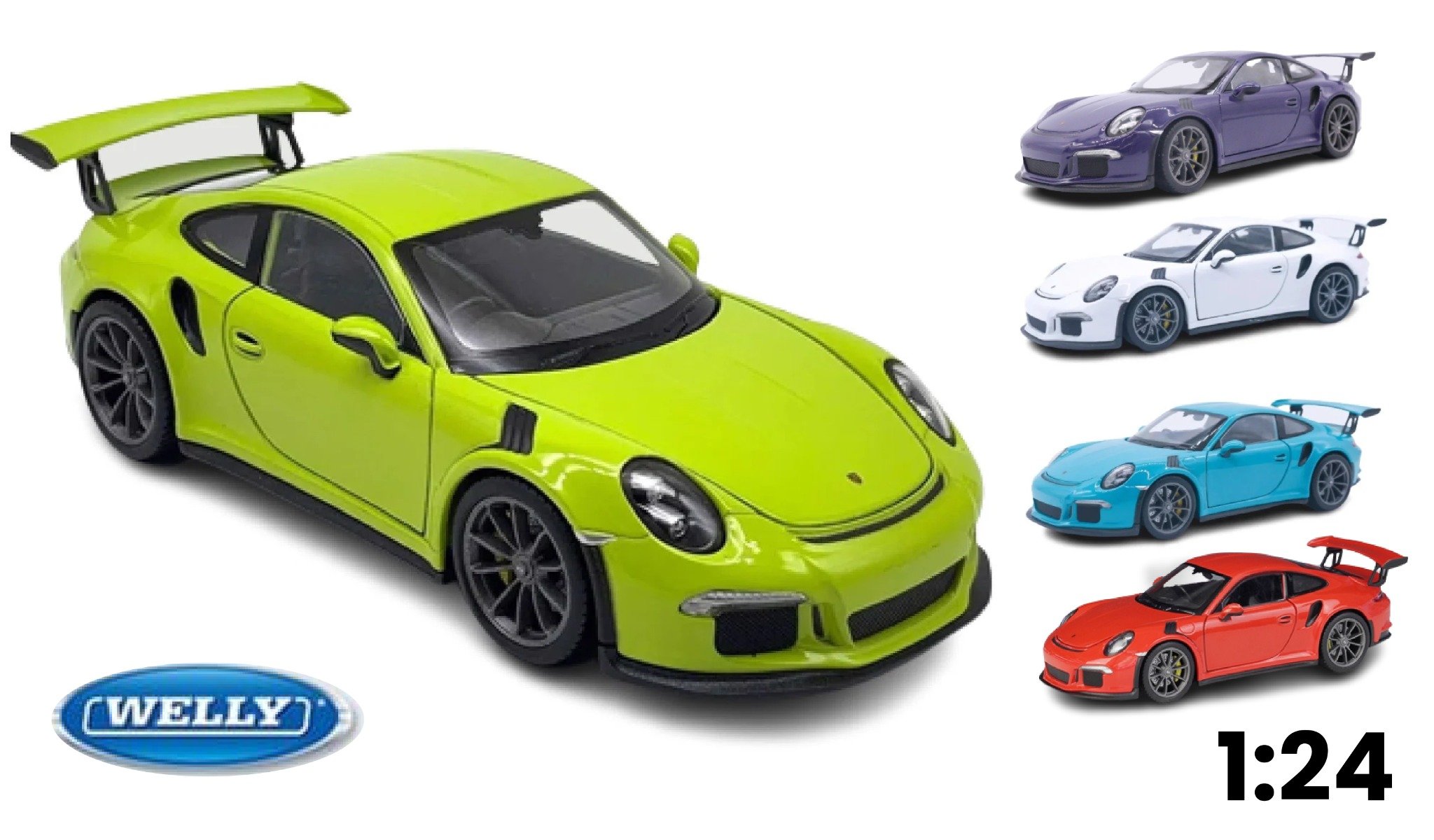  Mô hình xe Porsche 911 GT3 RS 2016 mở được hai cửa,capo trước, đánh lái được 1:24 Welly 5386 